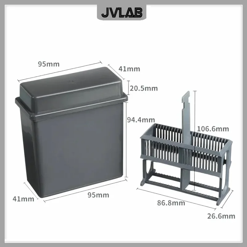 Staining Tray Plastic Slide Staining Tank Set Up To 24 Microscope Slides Antigen Retrieval Box PP Dyeing Tank & Rack