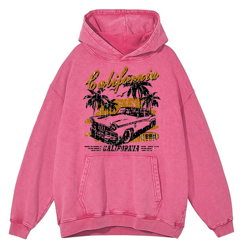 thumbnail image 1 of Sudadera con capucha holgada informal para hombre, 100 % algodón, con lavado desgastado, estilo retro, para competiciones de deportes extremos de California, 1 of 4