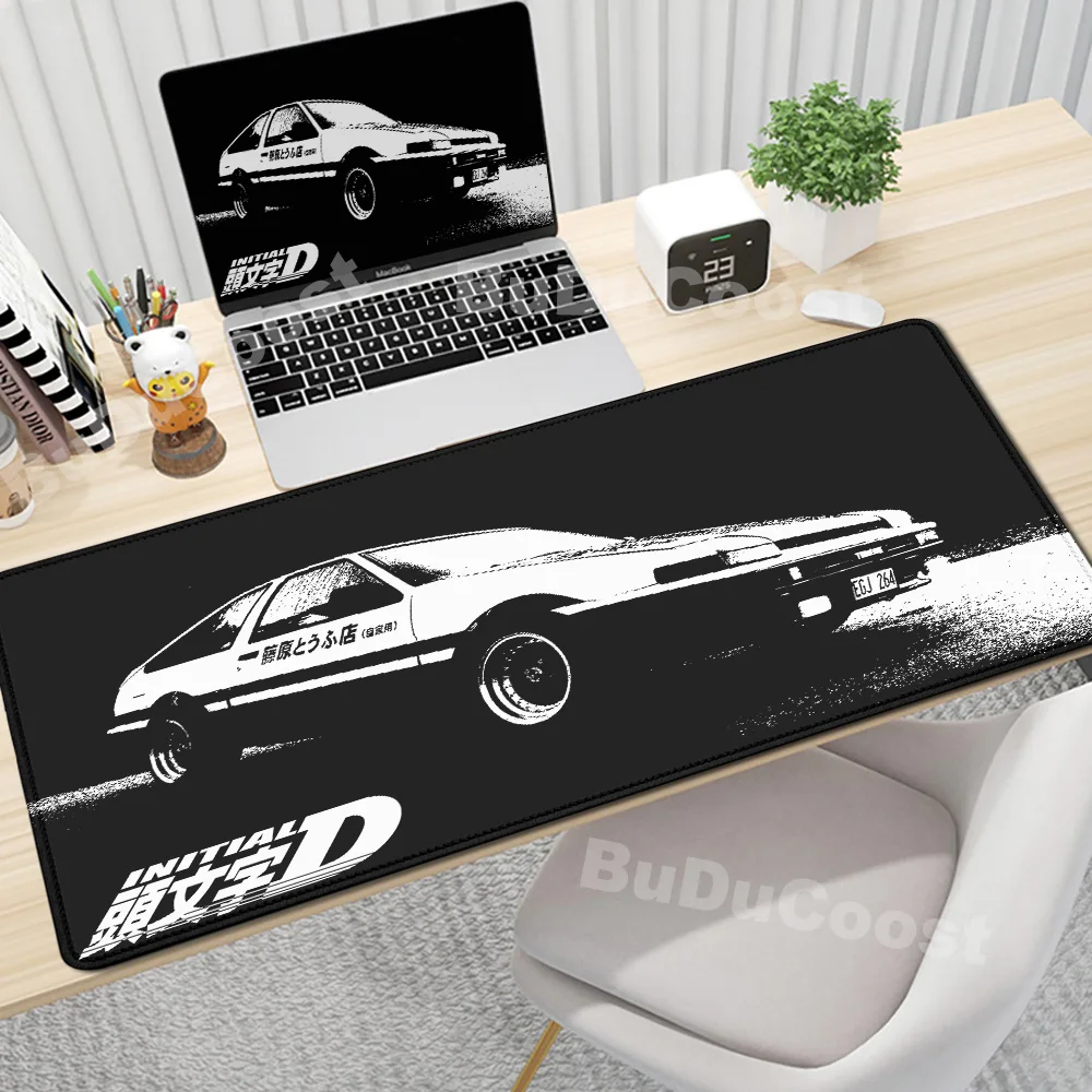 thumbnail image 1 of Alfombrilla de ratón para juegos, antideslizante, con diseño de anime Initial D, alfombrilla grande para escritorio de oficina, alfombrilla de goma con arte en blanco y negro, 1 of 5