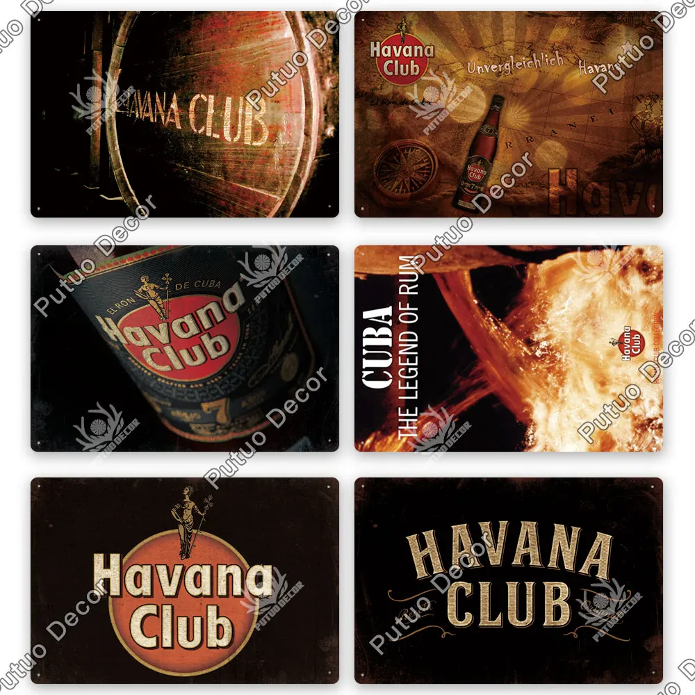 Putuo Decor Havana Rum Vintage Tin Signs Retro Plaque Metal Poster Stickers for Pub Club Man Cave Bar Wall Art Decor