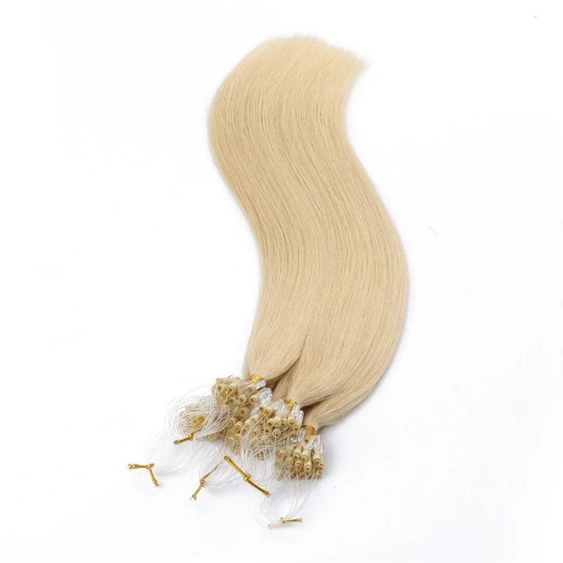 #613 Straight Micro Loop Hair Extension Human Hair Remy Extensions for Women Invisible Fishing Line Nanolink