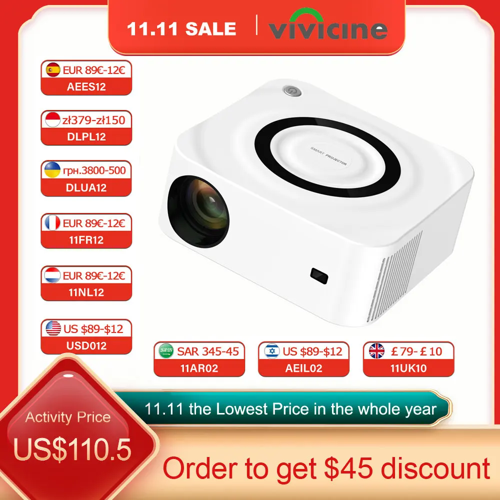 Mini Projector LED Projector Vivicine Y9 Mini LED 1080P Video Projector