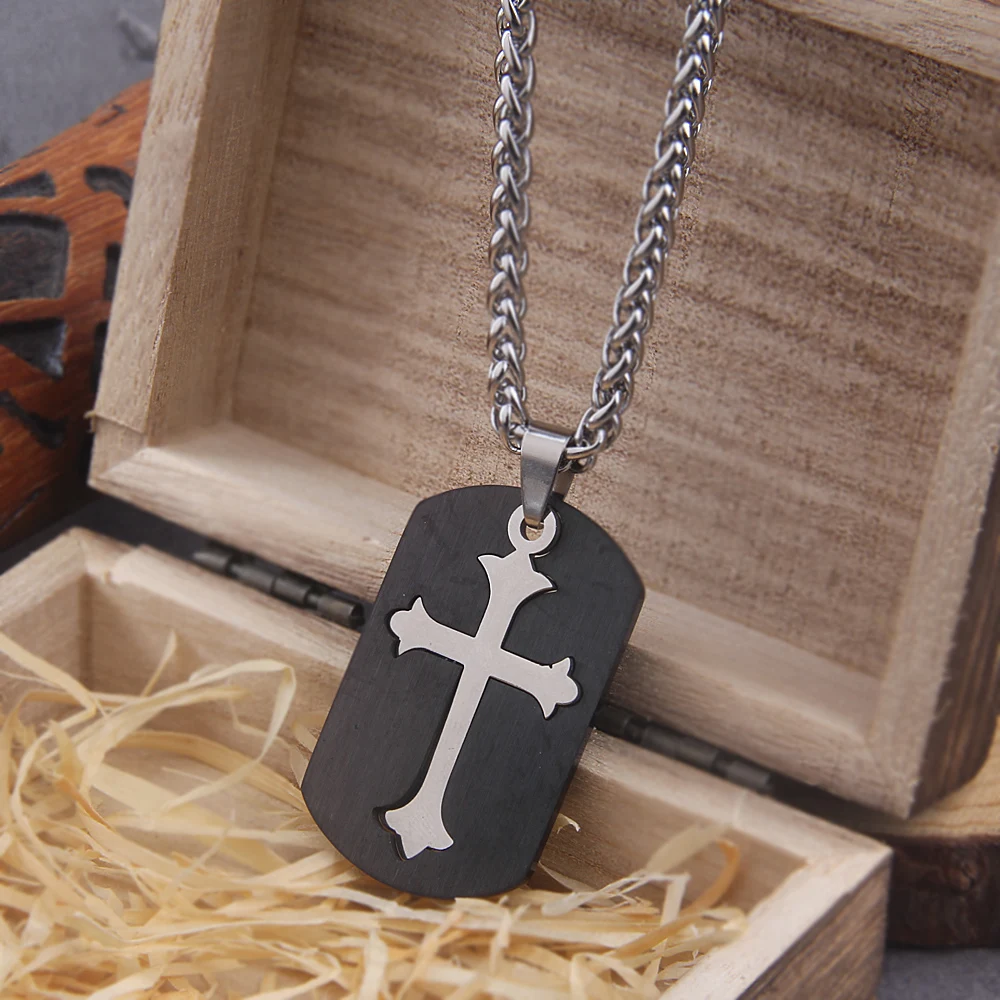 ✝️ Stainless Steel Cross Dog Tag Pendant – Faith Amulet Necklace for Men & Women 5