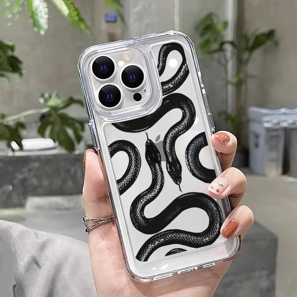 Custodia Morbida Per Telefono Trasparente Per Iphone 11 Custodia Iphone 13 14 15 Pro Max 12 Pro Xs Max Xr X Xs 8 7 Plus Se 2020 Cool Black Snake Cover