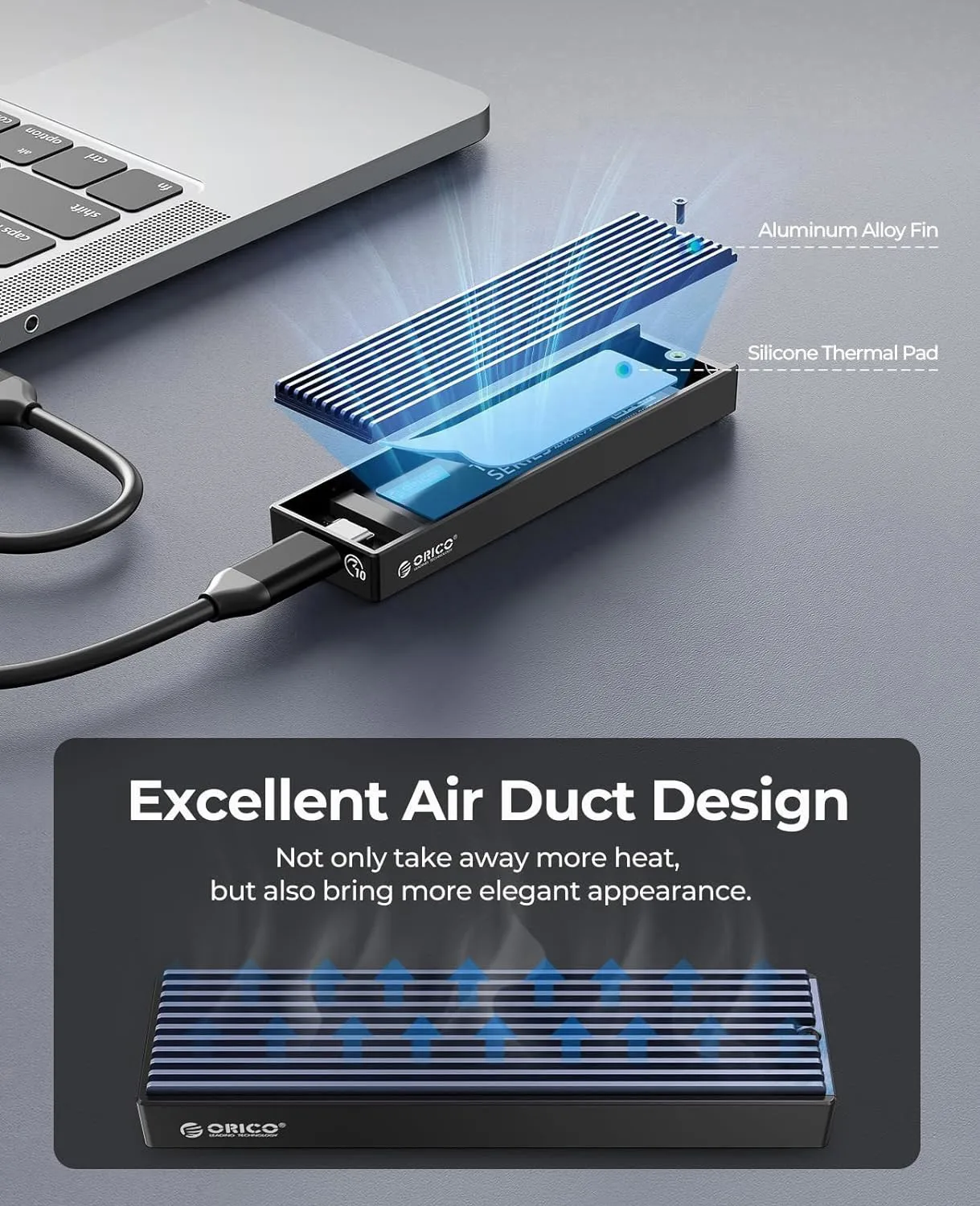 Nvme Case Nvme Case Usb 3.2 Gen2 tipo c 10gbps Pcie Ssd Case Gabinete Sata Disk Box Tool Orico-m.2 - Imagem 3