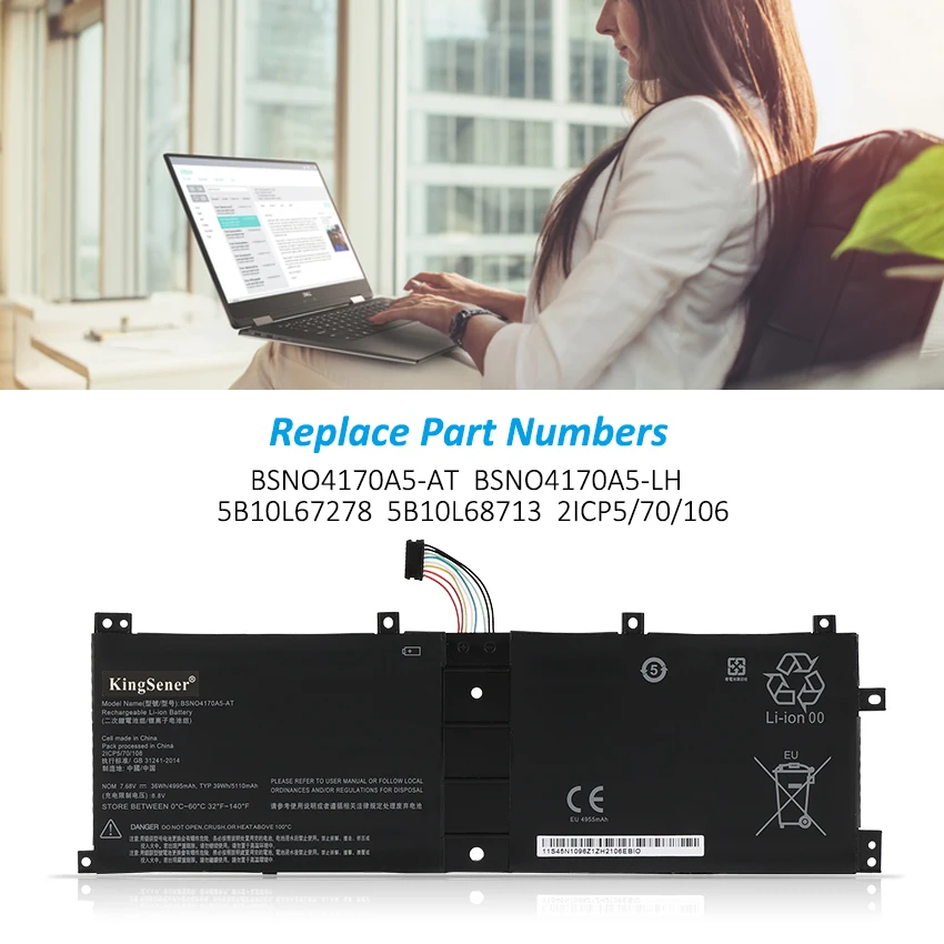 Kingsener-bateria do Portátil para Lenovo Bsno4170a5-at Miix 51012isk 520-12ikb Bsno4170a5-lh 525-12ikb Lh5b10l67278 7.68v 39wh - Imagem 3