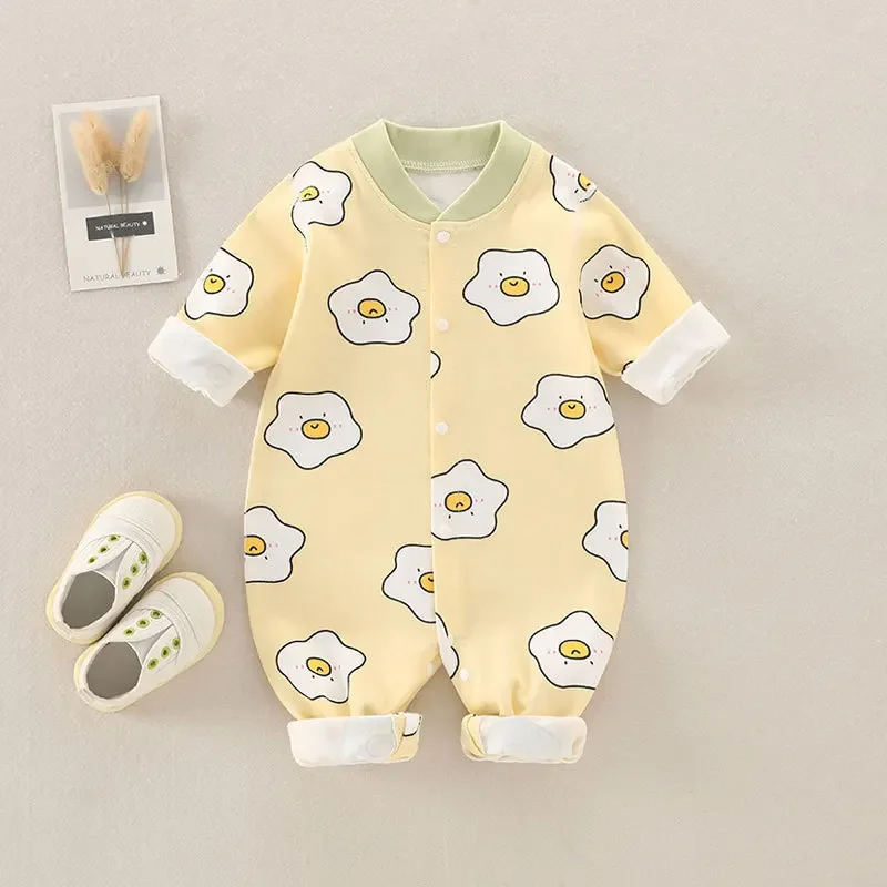 

Baby Bodysuit Cotton Bodysuit Printed Long Sleeve Boys and Girls Infant Comfort Creeper One Piece Spring and Autumn