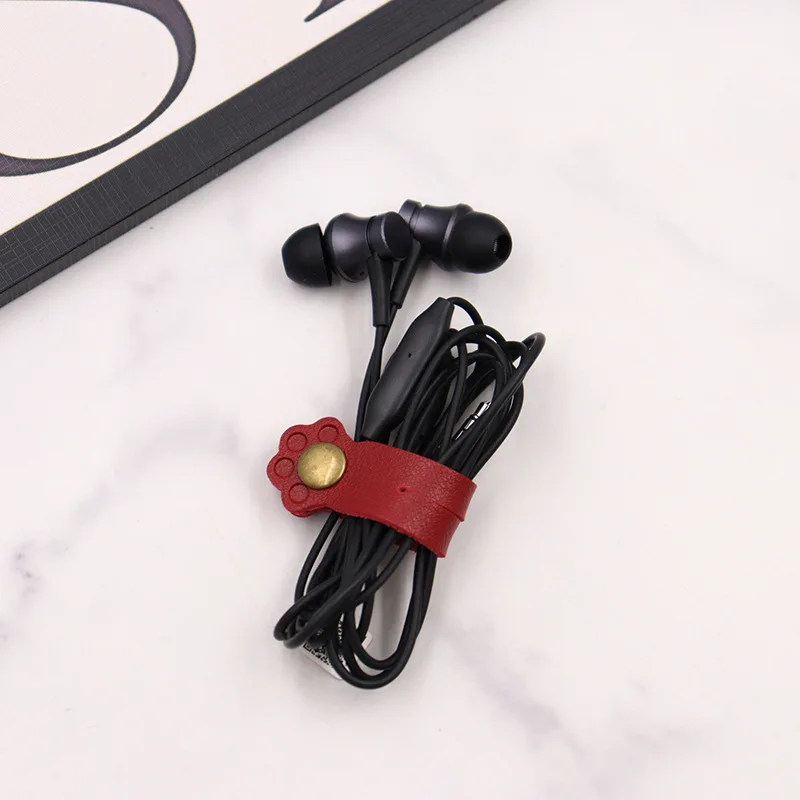 크리에이티브 고양이 발 가죽 케이블 클립, 카와이 USB 충전기 데이터 라인 케이블, 정리함 이어폰 클립 케이블, 보호대 데스크 정리함