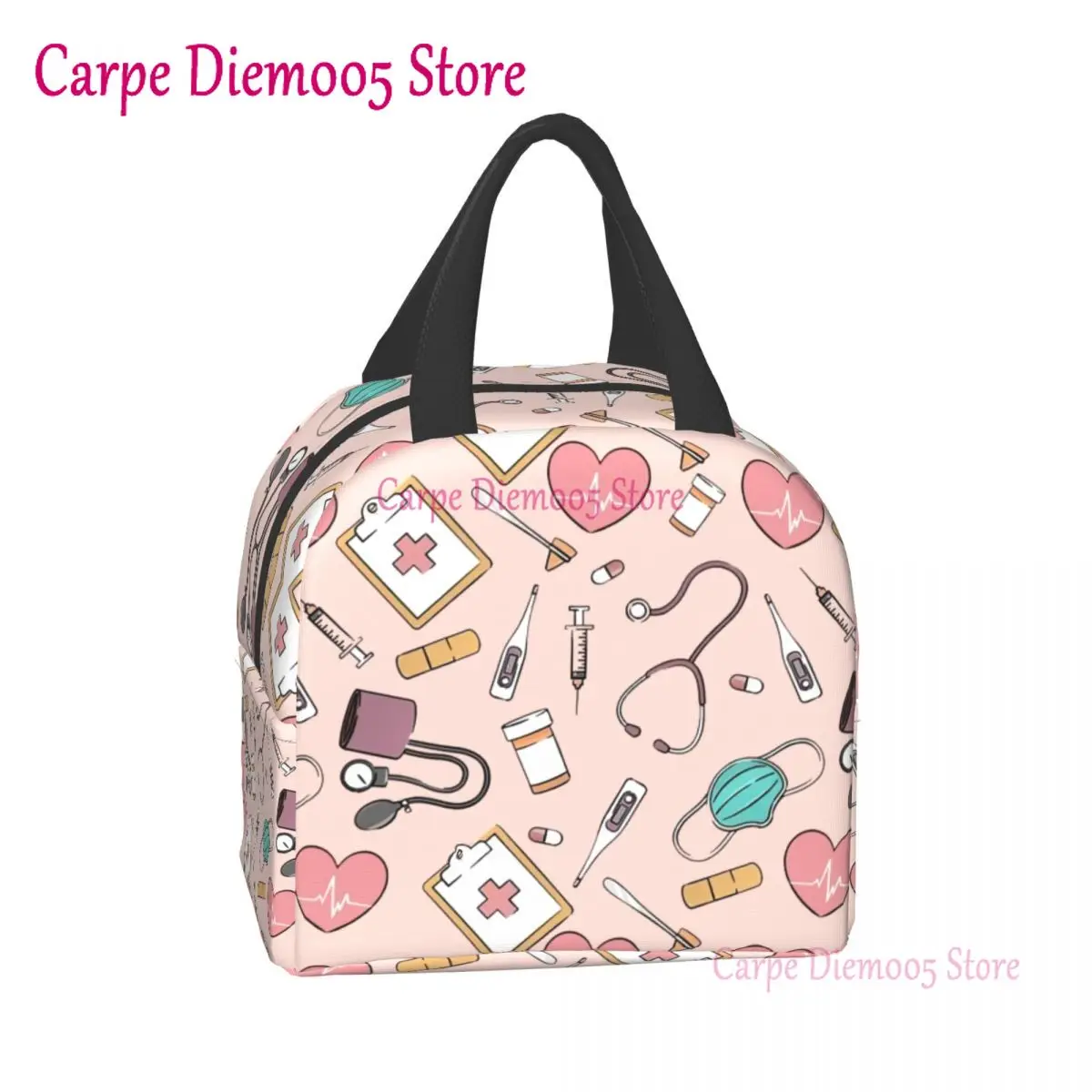 Lunch Bag Cooler Bag Funny Nurse Insulated Lunch Bag for School Office Nursing Portable Thermal Cooler Lunch Box for Women Men