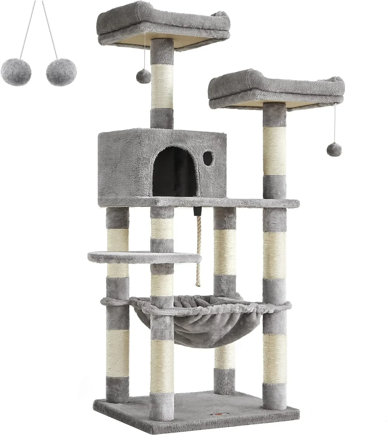 

Cat Tree, Cat Tower for Indoor Cats, 56.3-Inch Cat Condo with Scratching Posts, Hammock, Plush Perch