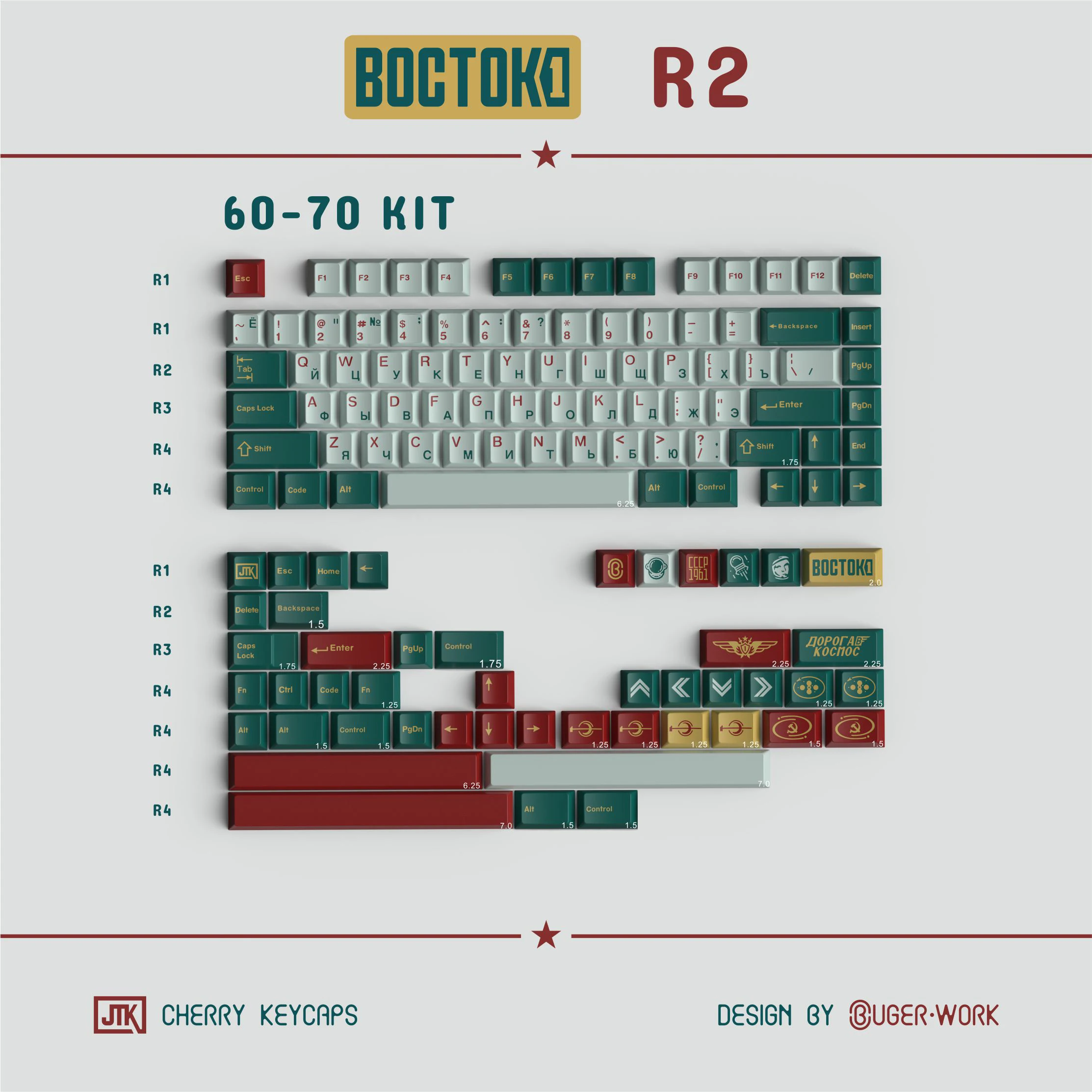 JTK Emerald base kit + spacebar kit JTK Vostok 1 Theme