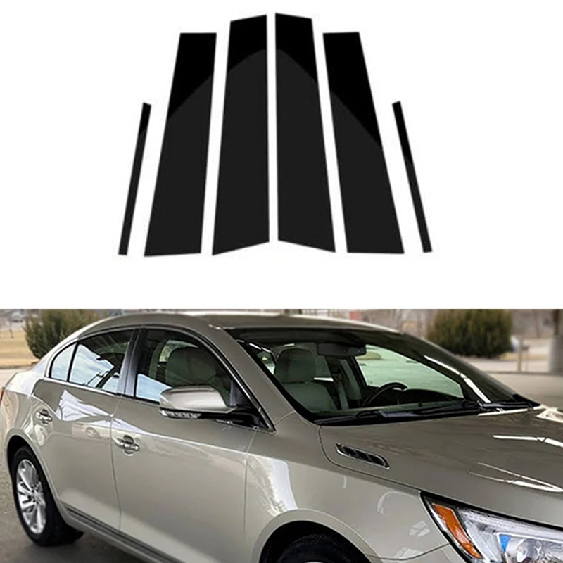 광택 블랙 도어 창 기둥 포스트 Buick Lacrosse 2010 2011 2012 2013 2014 2015 2016 트림 커버 스티커 외부 Patr