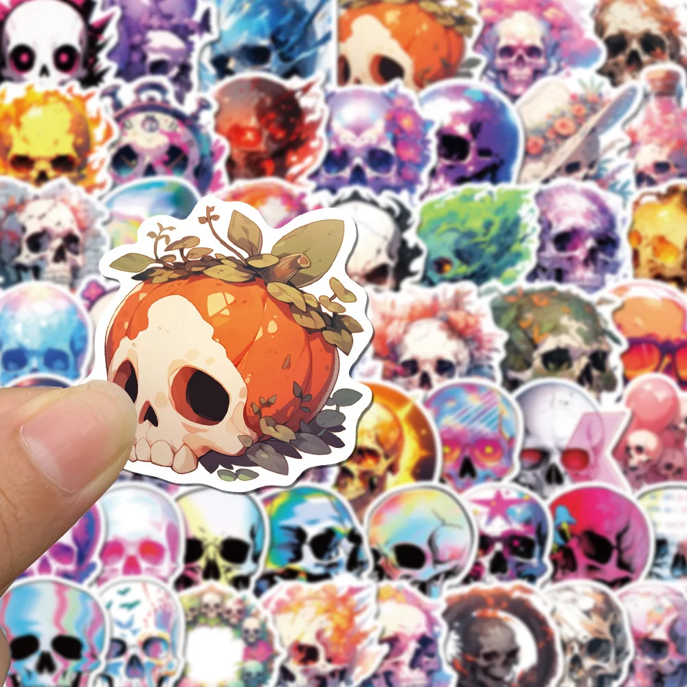 50pcs Halloween Fantasy Skull Stickers Pack Phone Laptop Scrapbook Suitcase Ipad DIY Vintage Sticker Journaling Materials