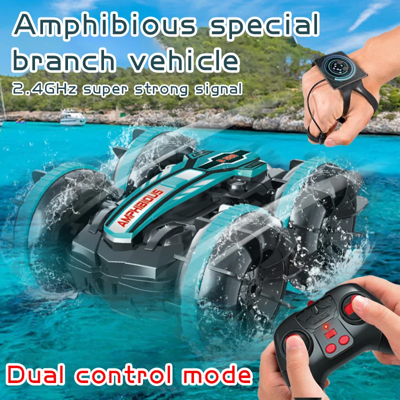 Newest radio controlled car 2.4G Amphibious Stunt RC Car Double-sided Drift flip Tumbling Driving Gesture Electric Toys for Boy