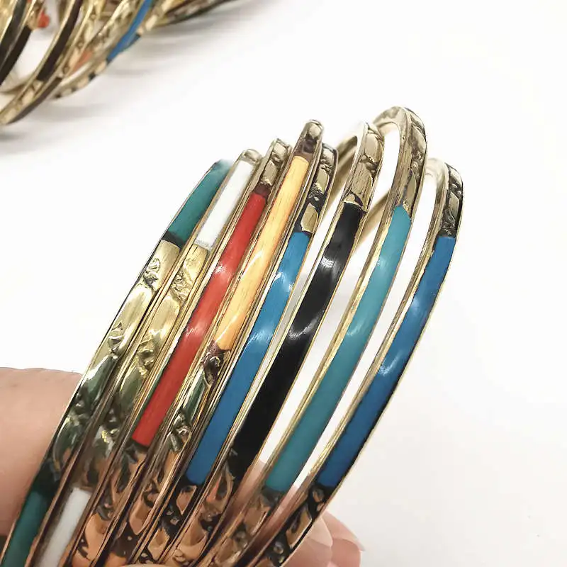 Lotto Da 144 Braccialetti Indiani In Metallo Color Opaco - Bracciali Rigidi Kada Pois, Leggeri E Infrangibili, Taglie XS-XXL