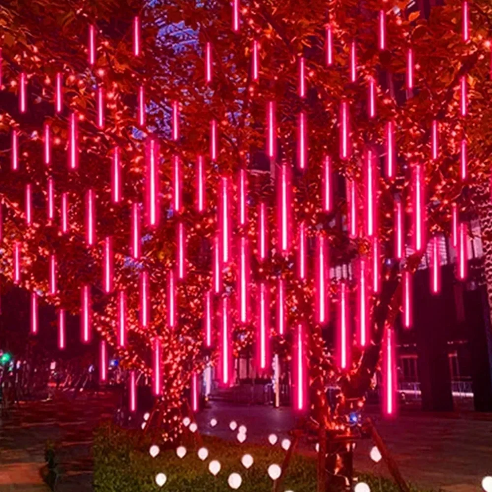 thumbnail image 1 of Juego de 4/3/2/1 luces LED de lluvia de meteoritos para Año Nuevo 2025, lámpara decorativa navideña para jardín, árbol, boda, fiesta, decoración navideña, 1 of 5
