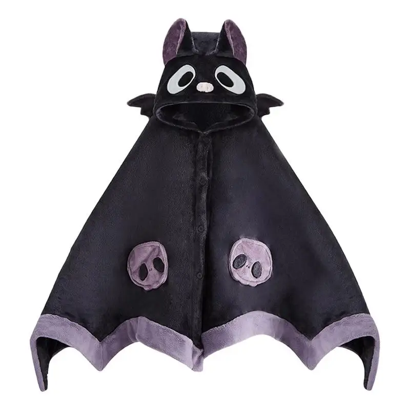 Trend Anime Bat Sleeved Blanket For Women Fluffy Kawaii Ponchos