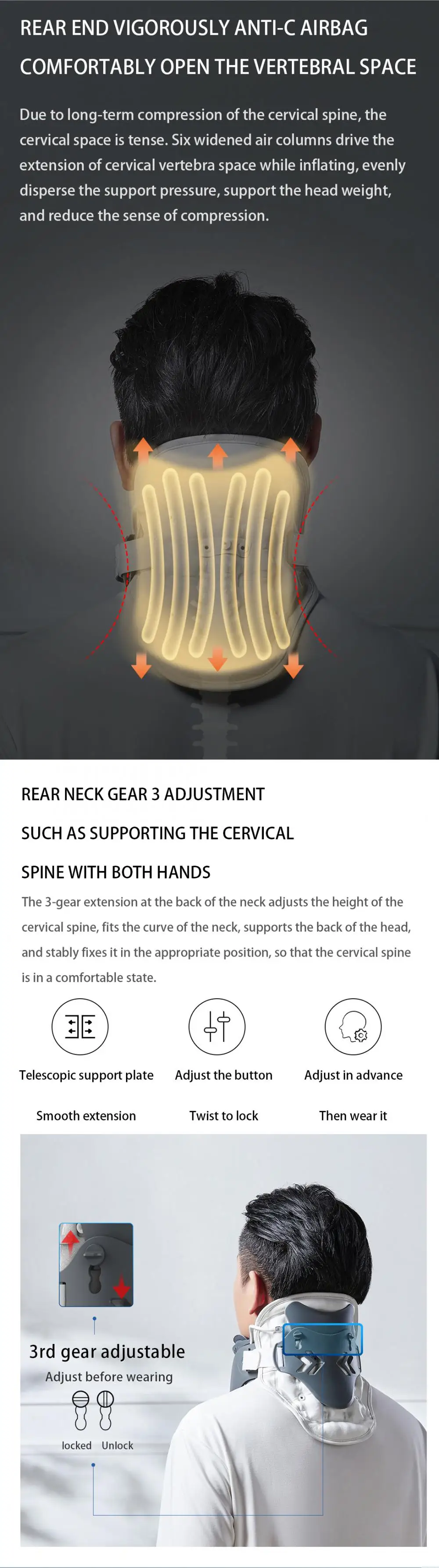 Neck Stretcher Cervical Traction Device Neck Posture Corrector Neck Brace Cervical Stretch Care Neck Support Relieve Neck Pain 6