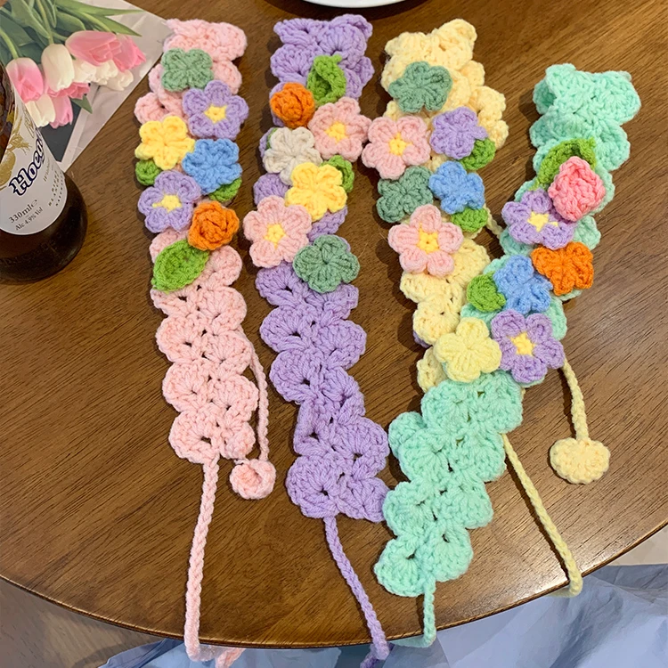 

Французский Ретро вязаный крючком полый треугольный шарф головной убор для путешествий милый симпатичный головной убор в литературном стиле Женская повязка на голову