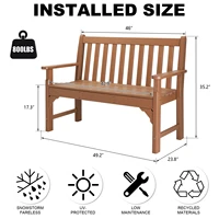 49in Vertical Backrest Teak Color HDPE Bench 2