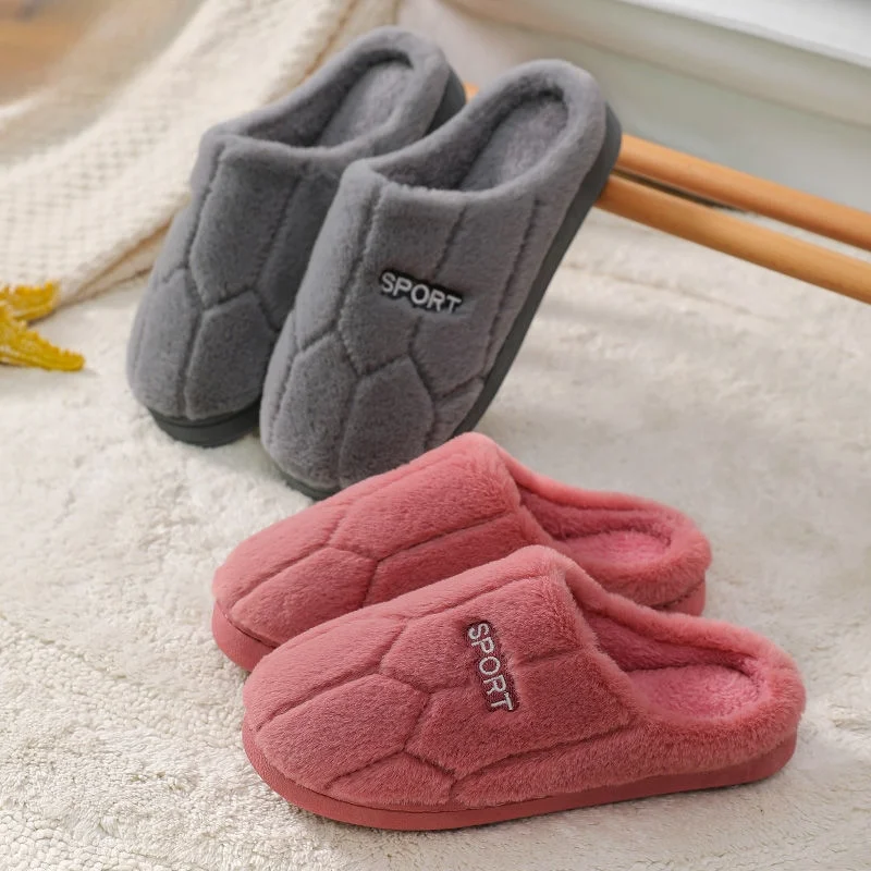 Women Winter Warm Fur Slippers Couples House Non-Slip Soft Shoes Men Comfort Flat Heel Home Indoor Bedroom Zapatillas Casa Mujer