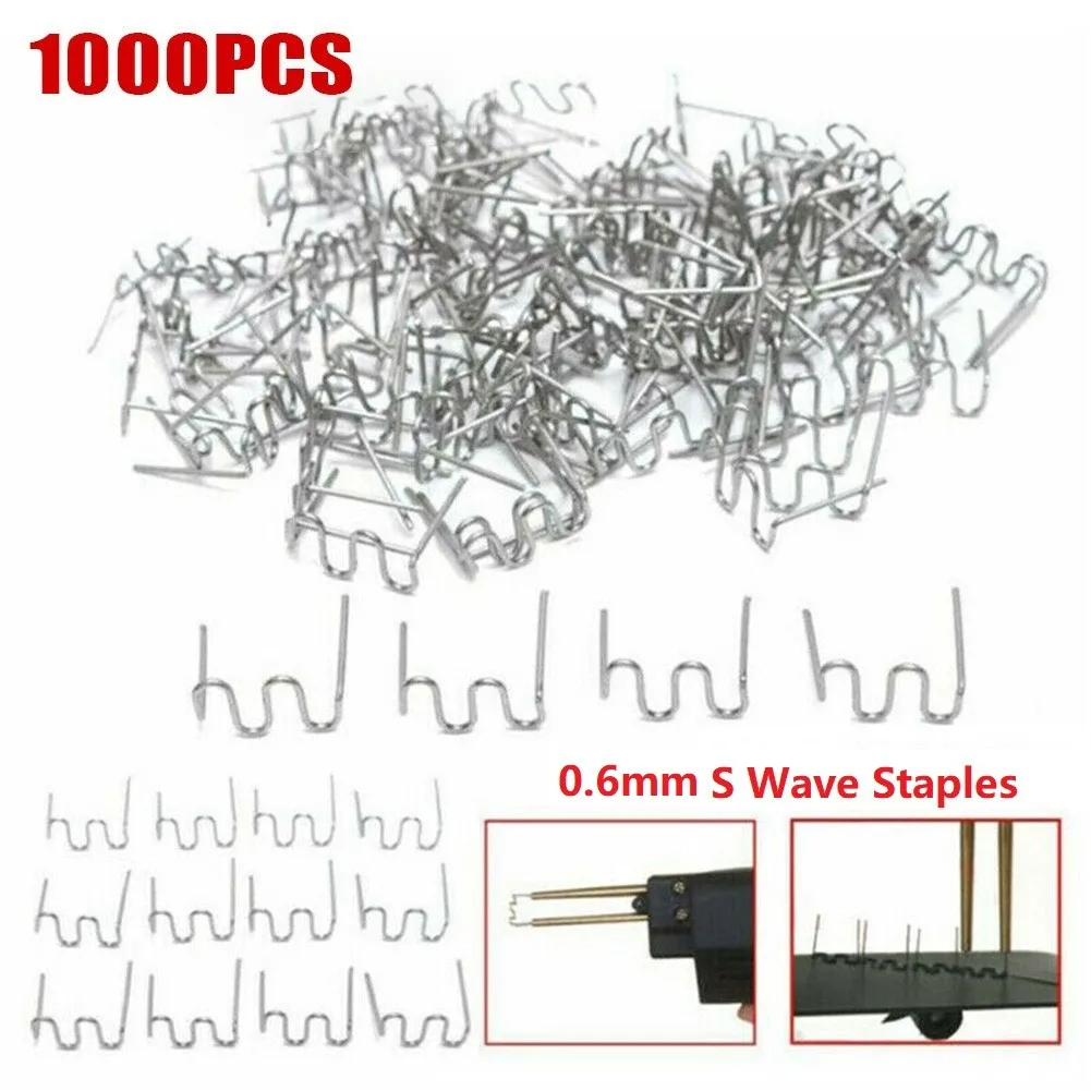 1000pcs 0.6mm 용접 손톱 S 웨이브 스테이플 자동차 범퍼 차체 플라스틱 스테이플러 수리 납땜 도구