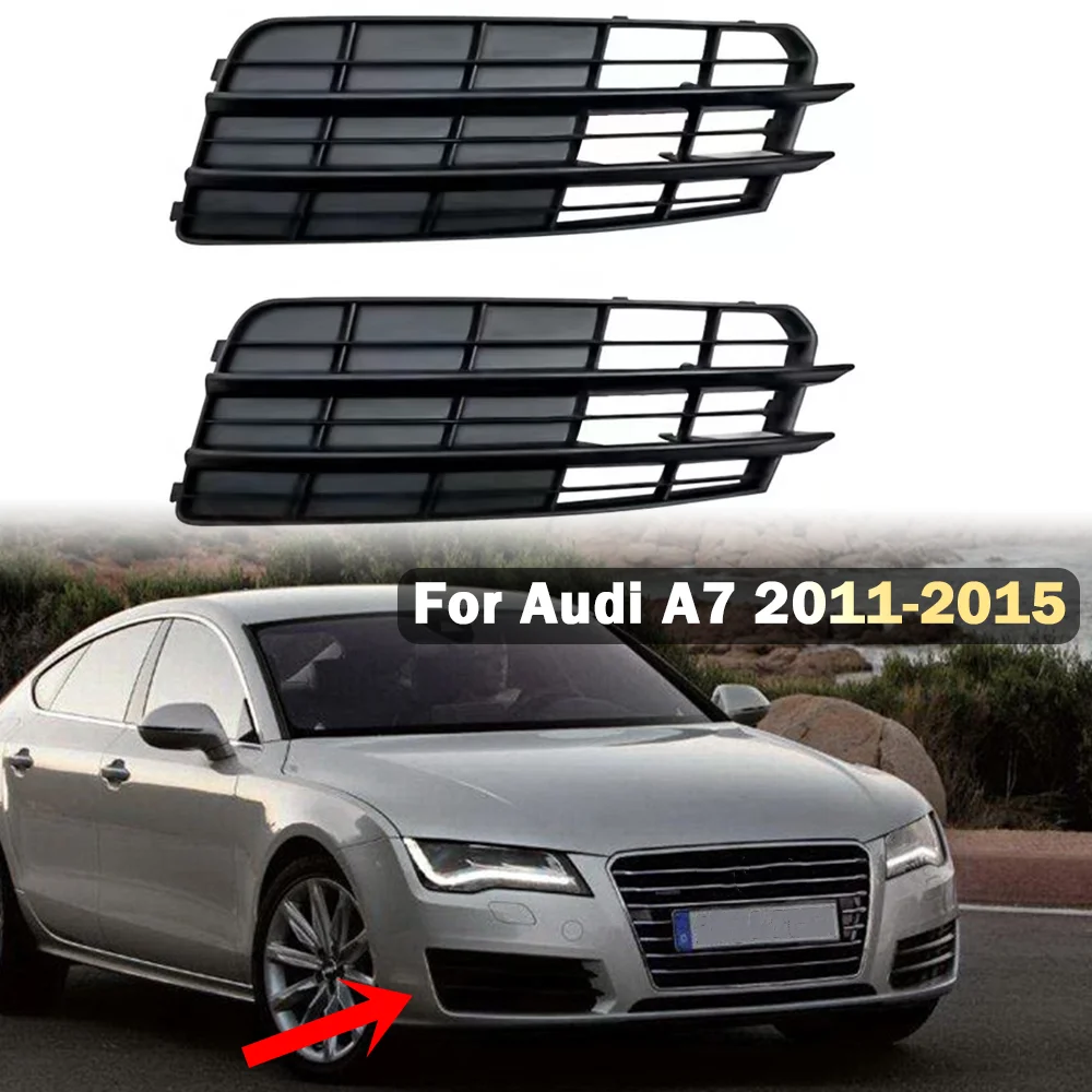 

Car Front Bumper Fog Light Lamp Grille Grill Cover For Audi A7 2011 2012 2013 2014 2015 Black Racing Grills Car Accessories