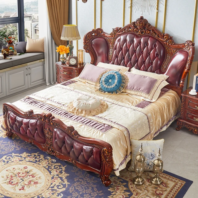 European-style Solid Bed Leather Double Bed: A Luxurious Blend of Elegance and Functionality