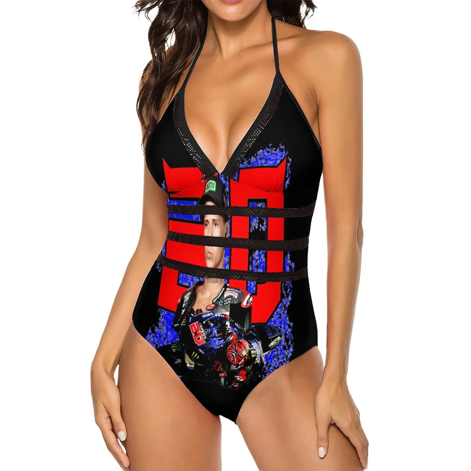 

Fabio And Quartararo Moto And GP 20 2021 Graphic Cool Sexy One-piece Swimsuit Funny Novelty Vacation Women's Bikinis High Grade