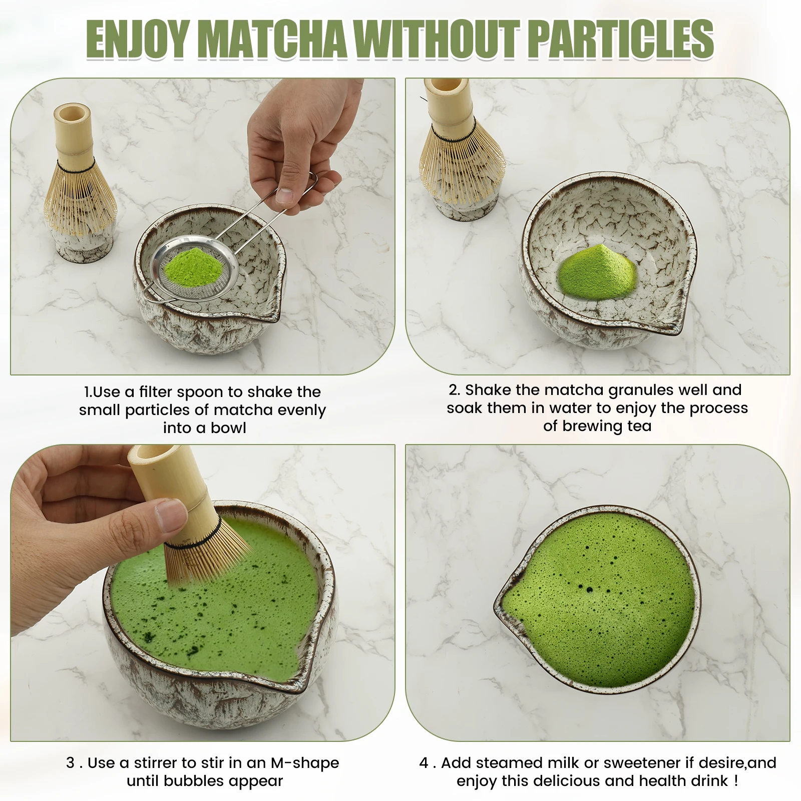 6 Pcs Matcha Whisk Set Japanese Tea cup Whisk Holder Ceramic Bowl kitchen gadget sets