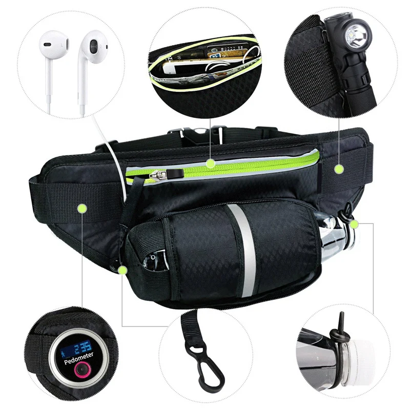 Running Sling Bag Waist Pack Running Belt With Water Bottle Holder Sports Waist Pouch For Women Men Travel Sling Bag For Ladies