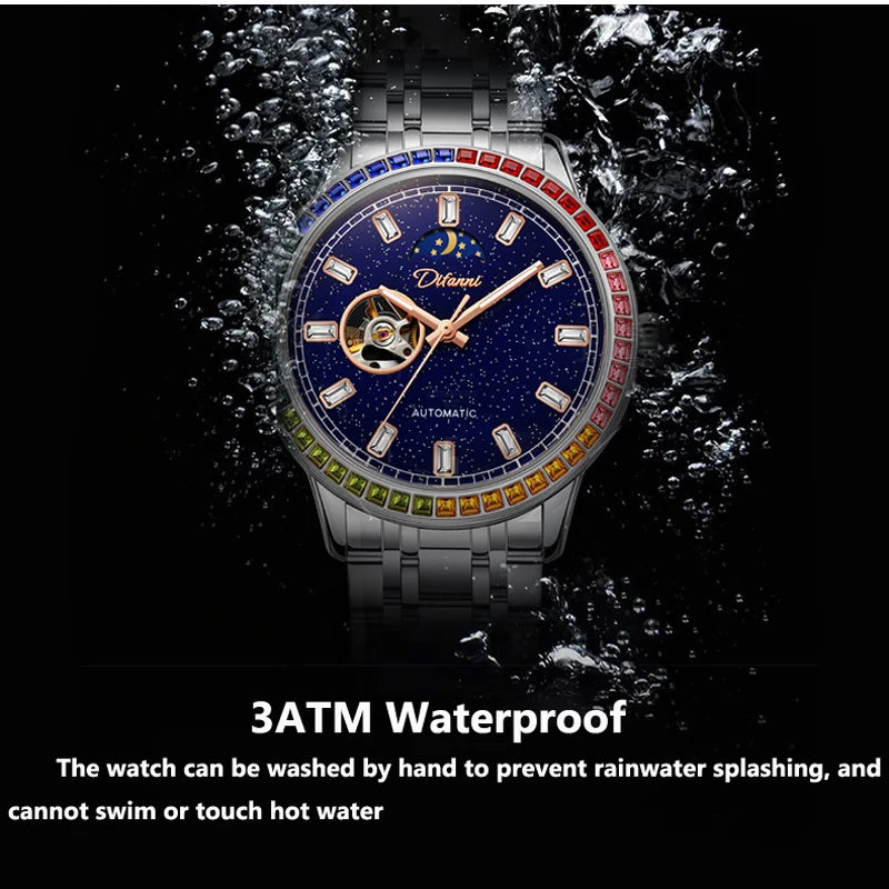 Skeleton Automatische Tourbillon Mechanische Herrenuhr 3Bar Wasserdicht Leuchtende Sonne Mond Sterne Neue Luxusuhr Reloj Hombre_voghion.com