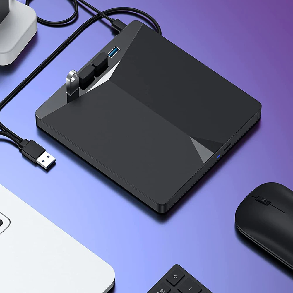 7 in 1 USB 3.0 Type C External CD DVD Drive Portable RW CD DVD Player Optical Drive Plug & Play for Windows 11/10/8/7/Linux