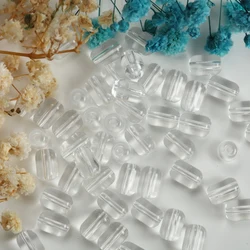 20pcs Misty Blue Glass Tube Spacer Beads - 6x9mm 40pcs (Transparent)