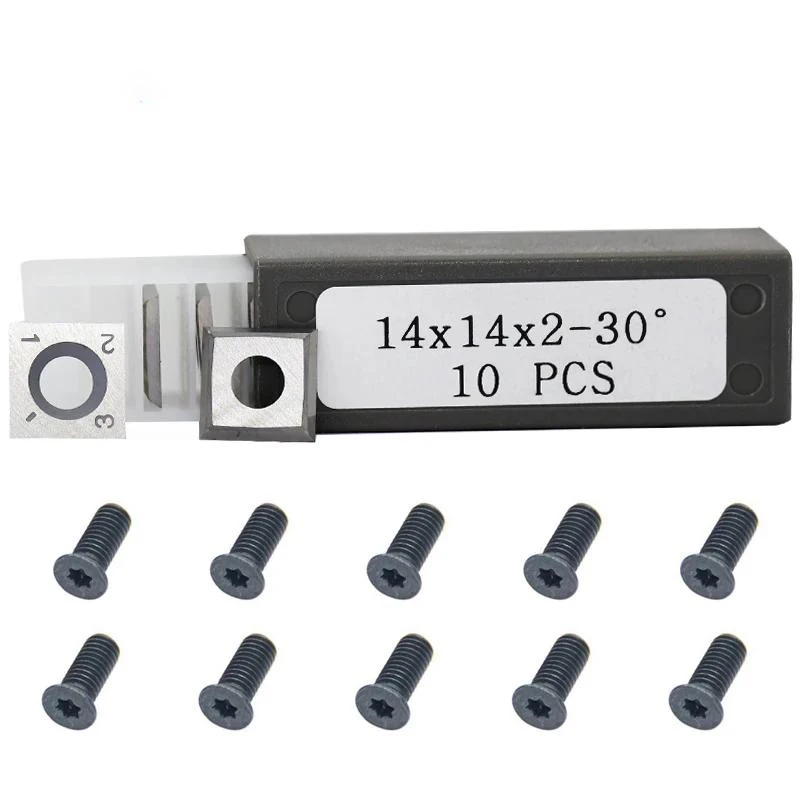500pcs 14mm Carbide Inserts Cutters Replacement Square Straight for Grizzly T21348 and Woodworking Spiral Helical Planer Head