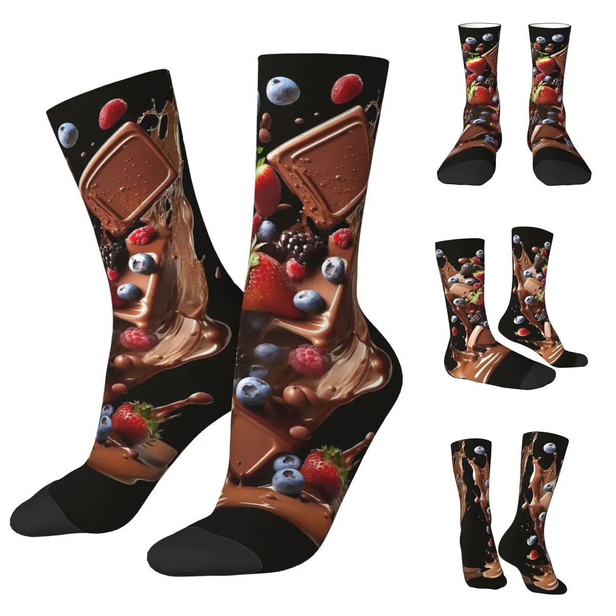 Nutty Chocolate Ice Cream Waffle 2 Unisex Socks,Running 3D Print Happy Socks Street Style Crazy Sock