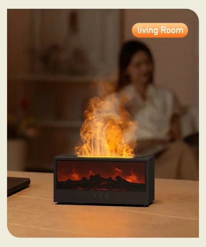 3D Flame Aromatherapy Diffuser - Essential Oil Humidifier with Color Lighting  Remote Control