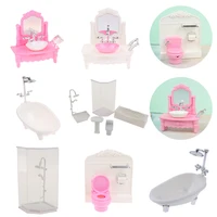 Dollhouse Miniature Bathtub With Shower Head Mini Bathroom Furniture For 1/6 1/12 Doll House Decor Accessories Kids Pretend Toy 1