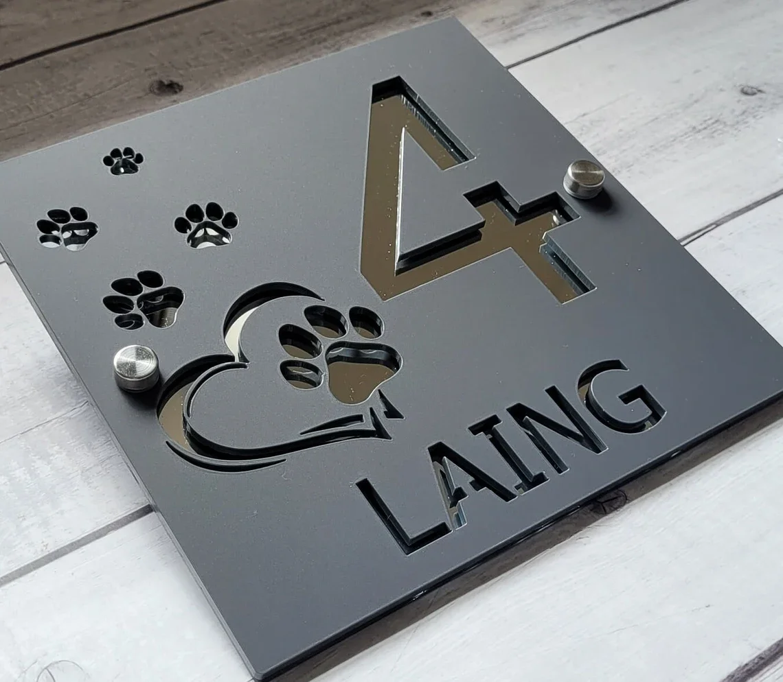 Personalised Wall Address House Number Sign Acrylic Pet Plaques Outdoor Family Name Address Cat/Dog Door Sign house number signs door signs house wall plaques