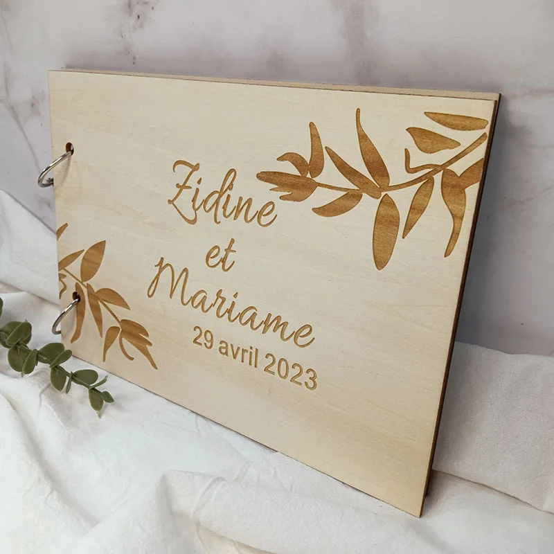 Personalized Wooden Wedding Guestbook Name and Date Country Wedding Album Mothers Day Gift Baby Shower Decorations