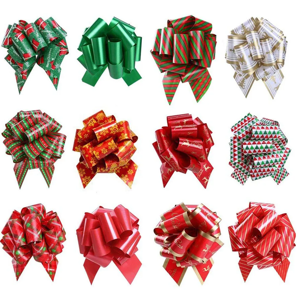 Christmas Pull Bows Gift Wrapping Pull Bow with Ribbon - 5 Wide