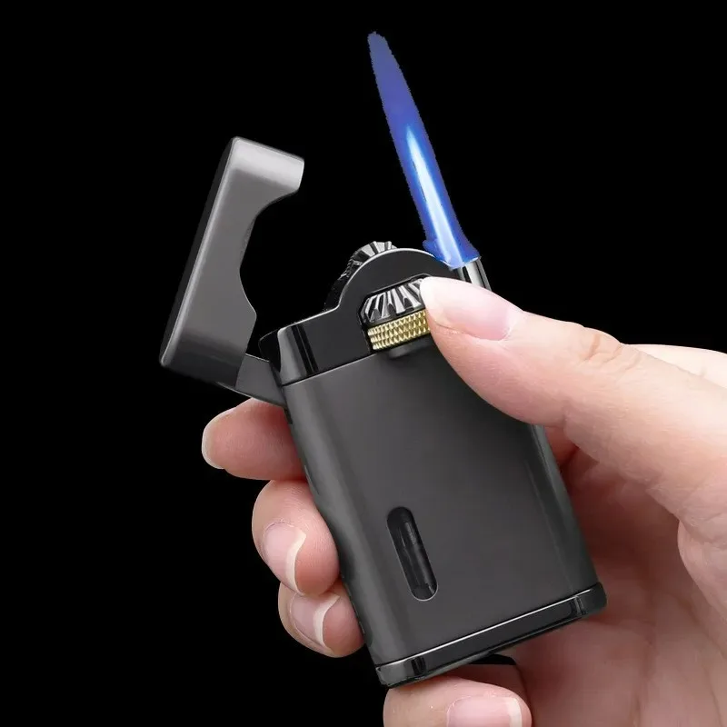 

New Metal Turbine Butane Gas High Fire Lighter Outdoor Windproof Kitchen Cigar Igniter Men's High End Gift Ignition Tool
