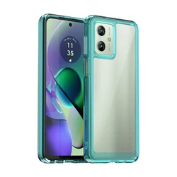Shockproof Fashion Acrylic Phone Case with Luxury Transparent Back Cover for Moto G54 (Blue)