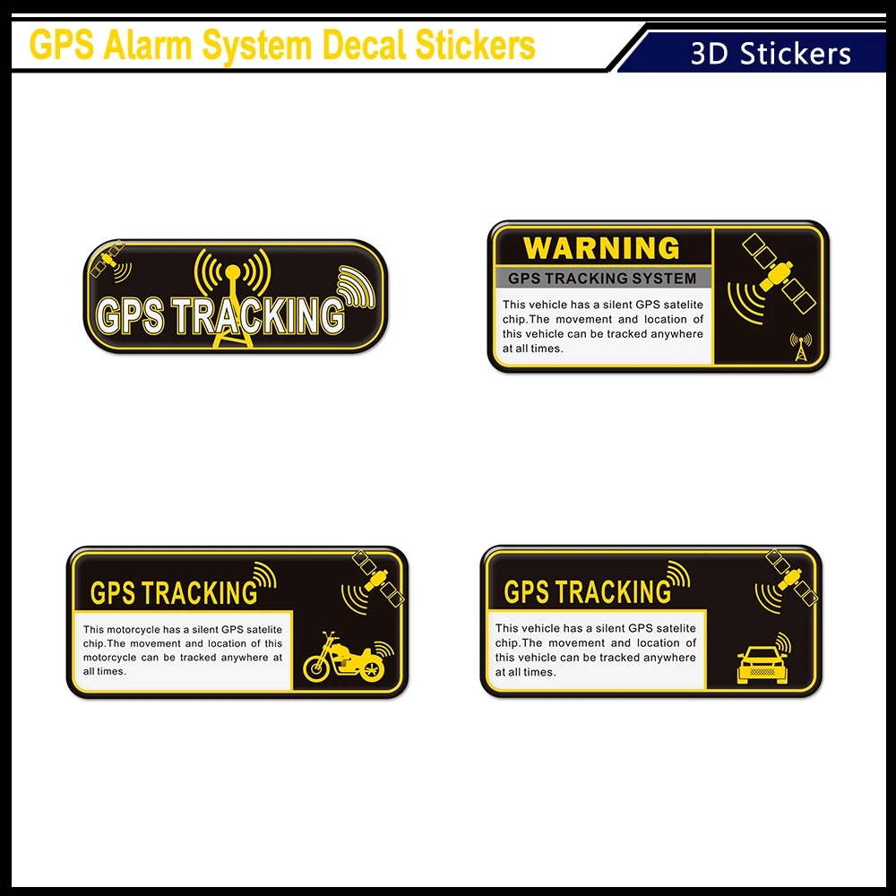 GPS Alarm System Decal  Vehicle Motorcycle Warning Car Bike Bicycle Track Device Tracker 3D Stickers solarwinds user device tracker 3