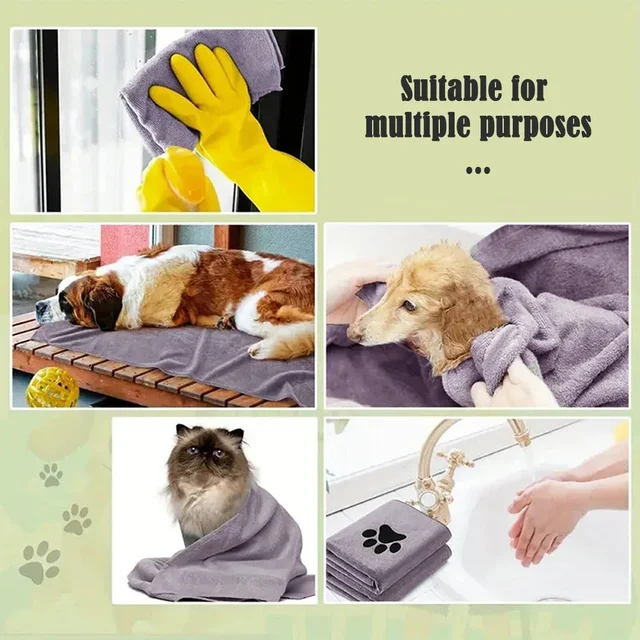 35*75cm/50*100cm Microfiber Pet Bath Towel Embroidered Super Soft Absorbent Cat for Dogs Grooming Supplies 4