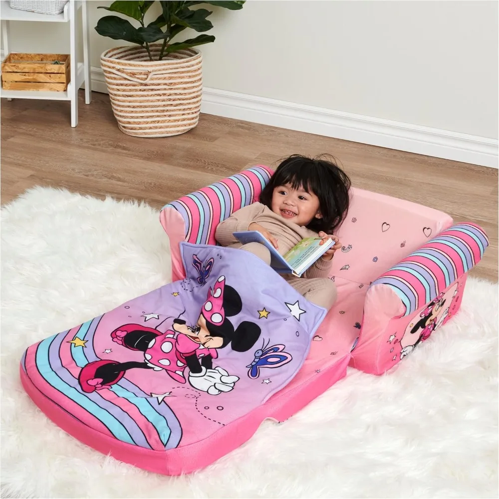 Minnie Mouse 3-in-1 Slumber Sofa Baby Lounger, Convertible Kids Couch, Sofa Bed & Foam Toddler Nap Mat with Attached Blanket 2