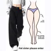 American High Street Vibe Black Straight Cut Loose Casual Wide Leg Jeans Women's High Waist Autumn Fashion Slimming Long Pants