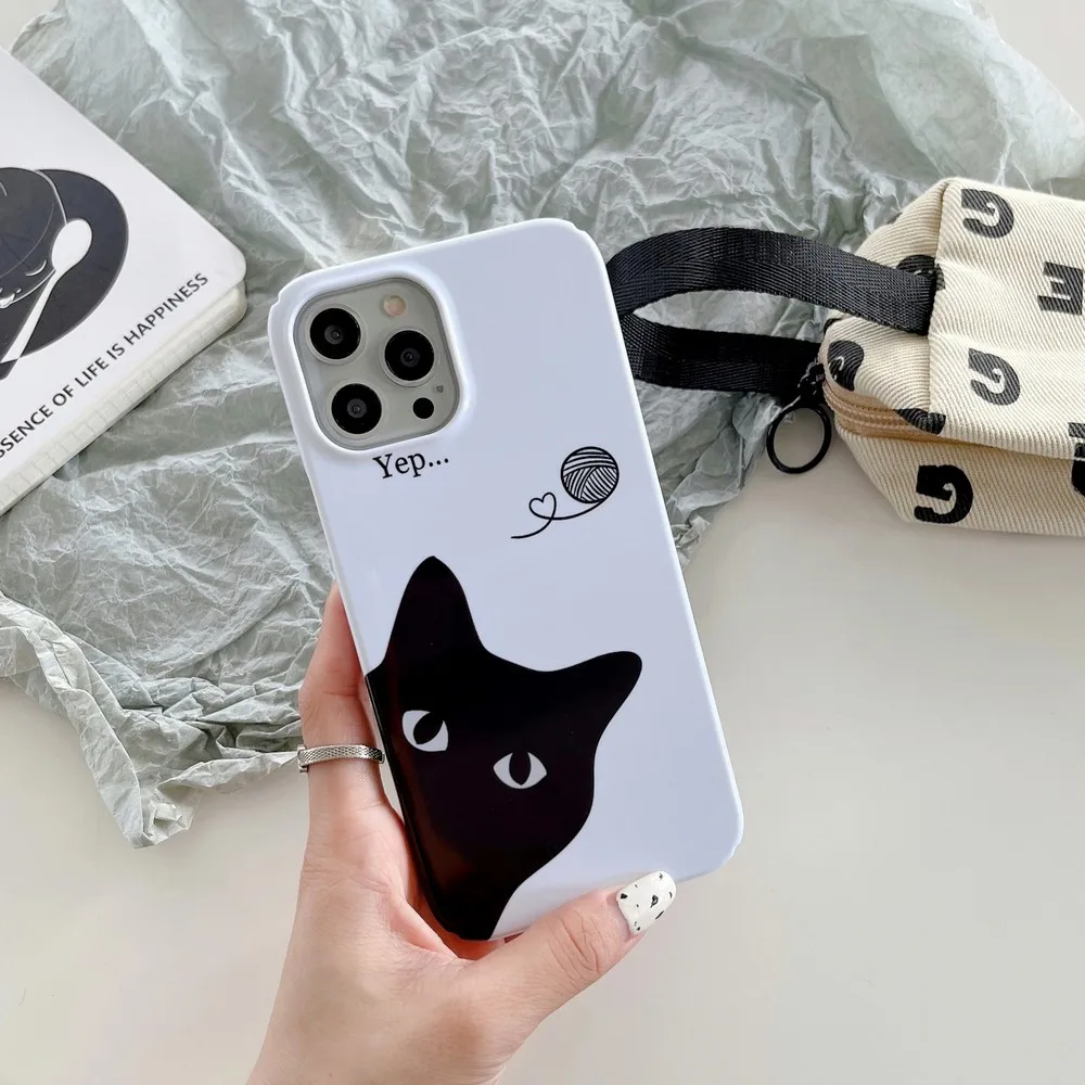 Outcrop Black Cat And Knitting Wool Ball Pattern Case Per Iphone 14 14Pro 11 11Promax 12 12Promax 13 13Pro 13Promax Xs Xr Xsmax