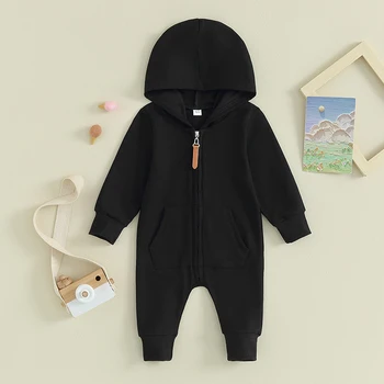 2023-08-25 Lioraitiin 0-12M Newborn Baby Boys Girls Clothing Zipper Hooded Jumpsuit Romper Long Sleeve Outfit Fall Winter Clothe 5