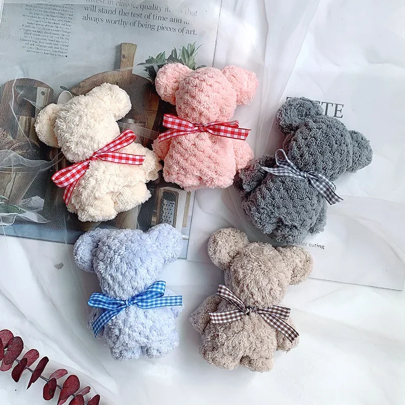 1PC-Bear Towel Coral Fleece Wedding Favors for Guests Bulk Bridesmaid Thanksgiving Gift christening souvenir-Random color
